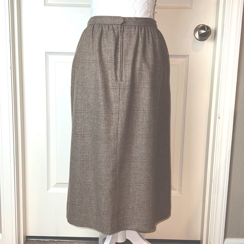 Vintage Evan-Picone Brown Tweed Wool Midi Skirt - Size 8 - Picture 5 of 11